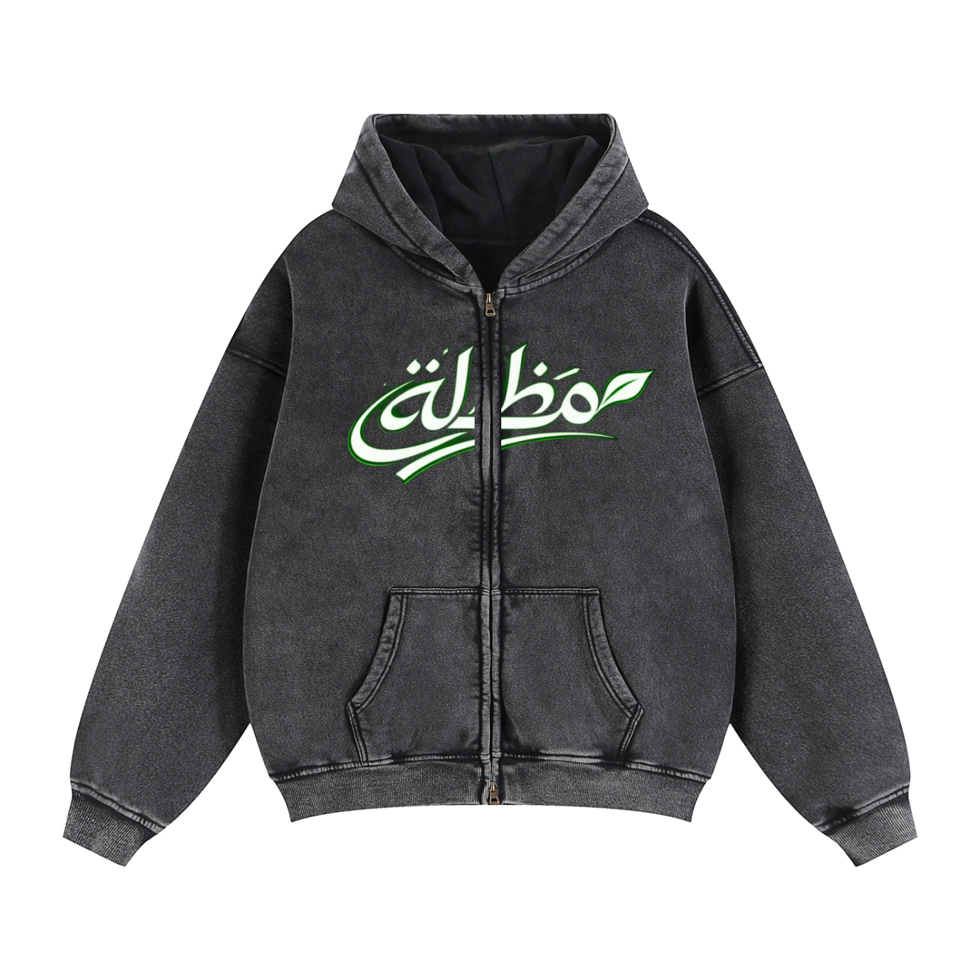 'Heritage Script' Boxy Zip Through Hoodie